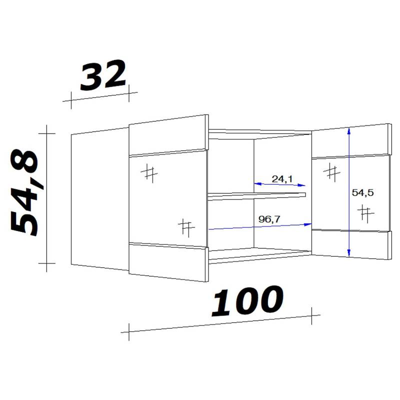 home24 Hängeschrank Glas horizontal 100cm Weiß/Hochglanz Weiß von home24