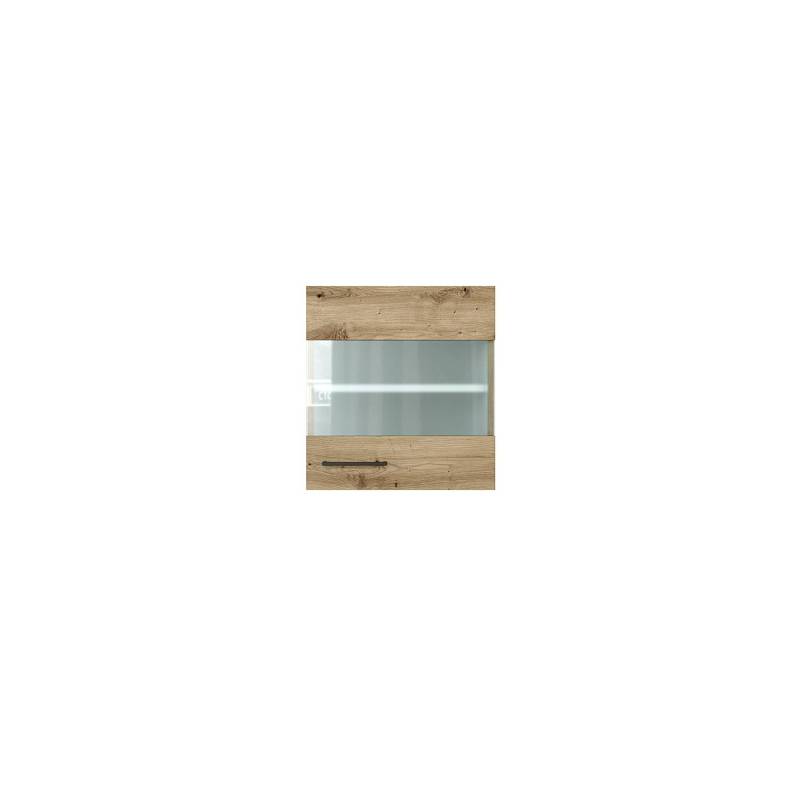 home24 Hängeschrank Glas horizontal 50cm Grün/Eiche Artisan Dekor von home24