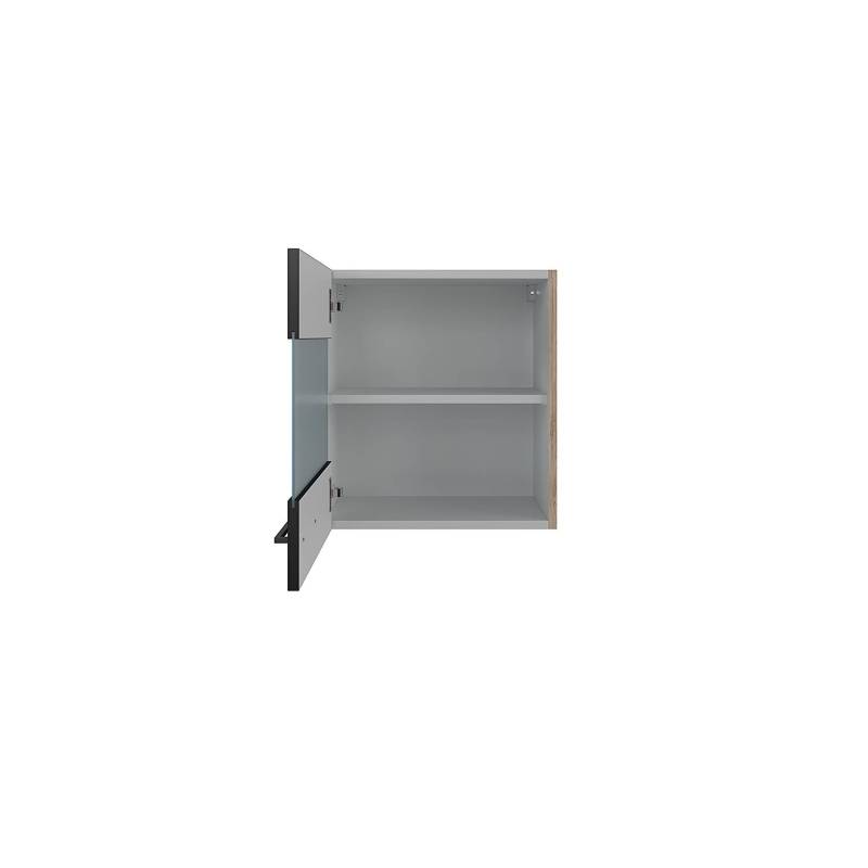 home24 Hängeschrank Glas horizontal 50cm Schwarz/Schwarz/Wildeiche von home24