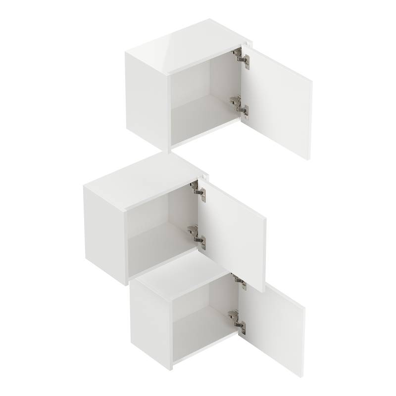 home24 Hängeschrank Limes 3er Set 41 x 33 x 25cm Weiß/Hochglanz Weiß von home24