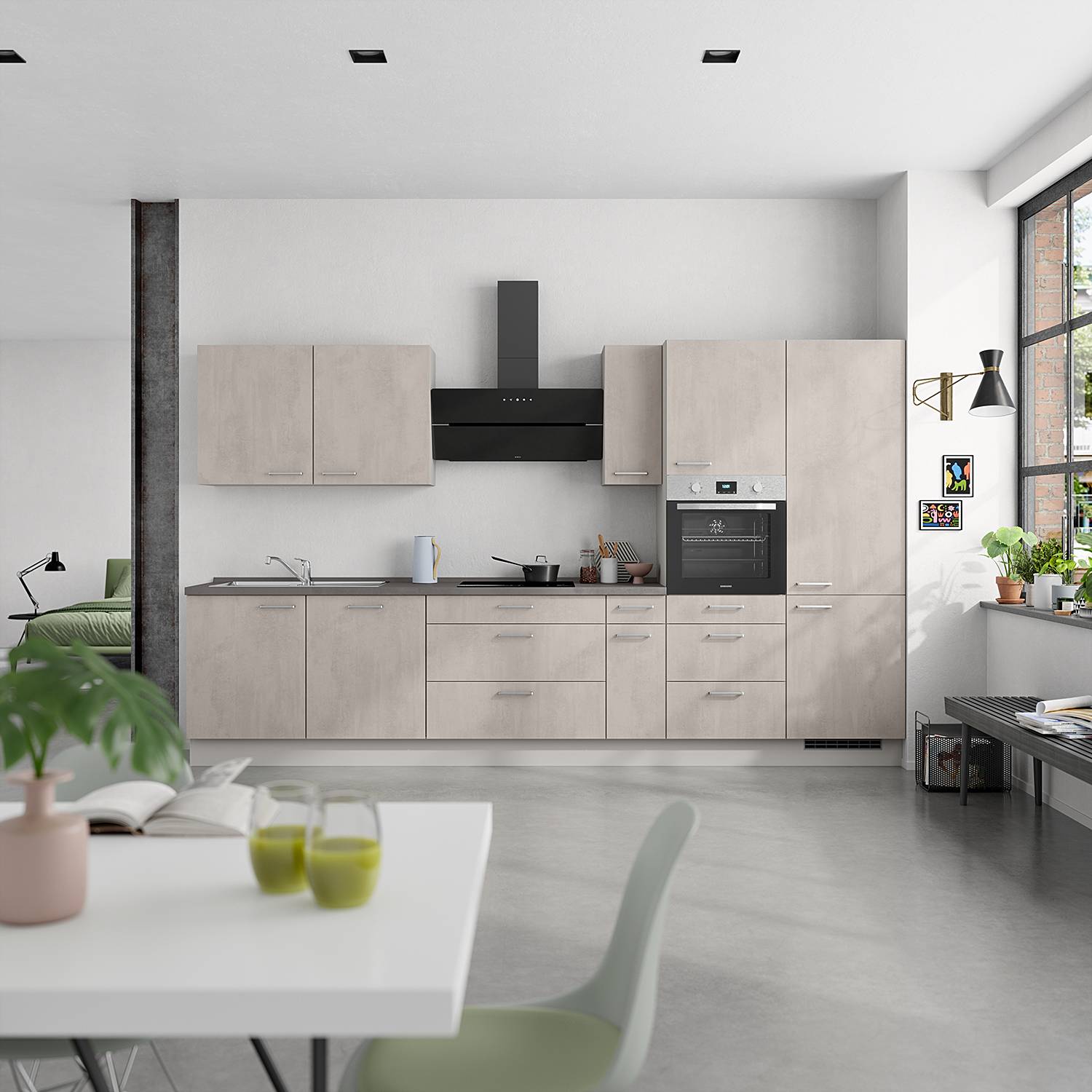 home24 Hängeschrank Riva mit 1 Tür 60cm Türanschlag rechts Grau/Steingrau von home24