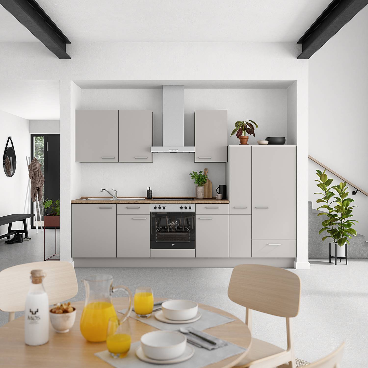 home24 Hängeschrank Touch mit 1 Tür 45cm Türanschlag rechts Grau/Steingrau von home24