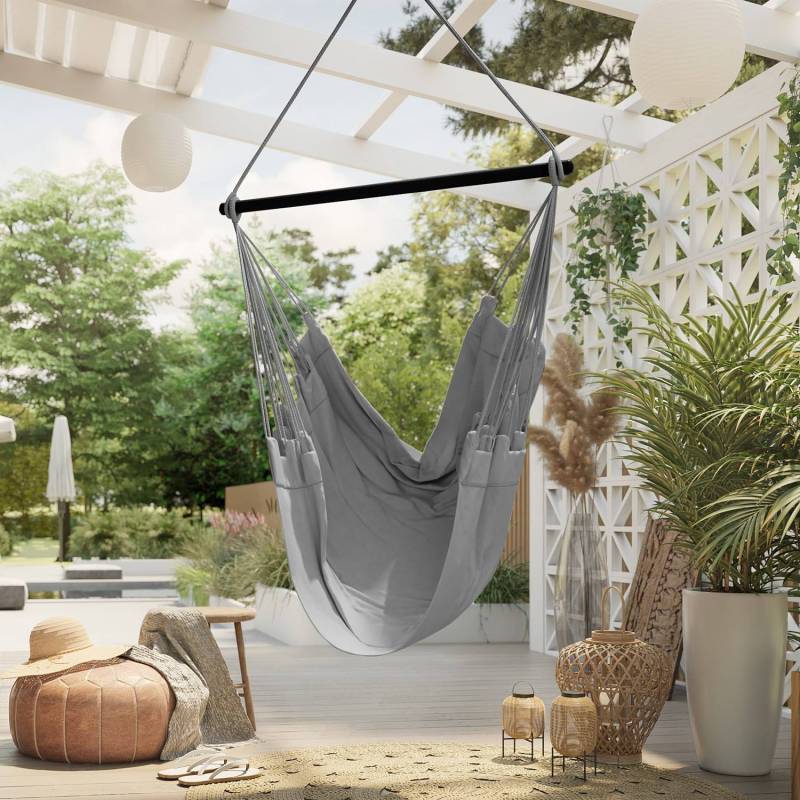 home24 Hängesessel Mischgewebe Grau/Grau 100 x 130 x 100cm von home24
