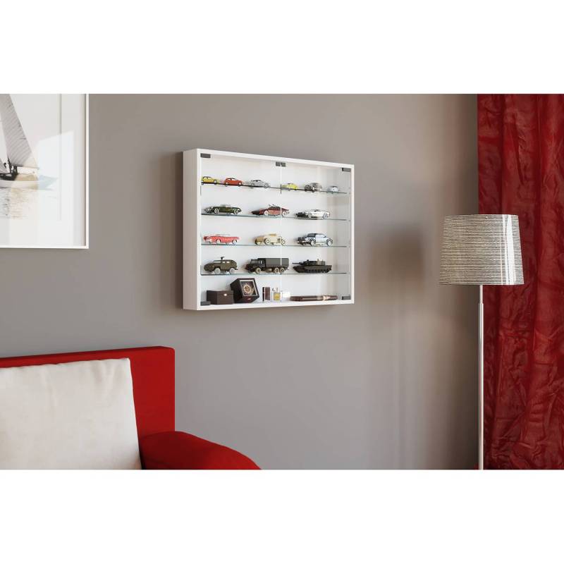 home24 Hängevitrine Mandosa II 80 x 60 x 10cm Weiß/Weiß von home24