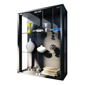 home24 Hängevitrine Udina 60 x 80 x 25cm mit Beleuchtung Schwarz/Schwarz von home24