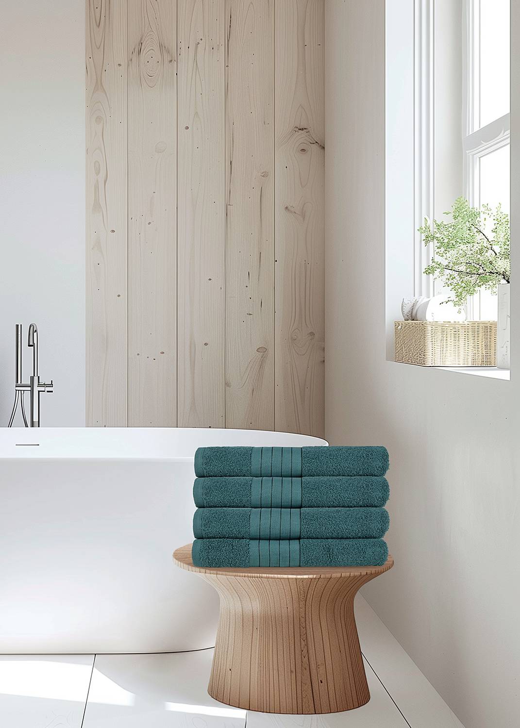 home24 Handtuch Tarris 4er-Set 50 x 2 x 100cm Blau/Grün/Petrol von home24