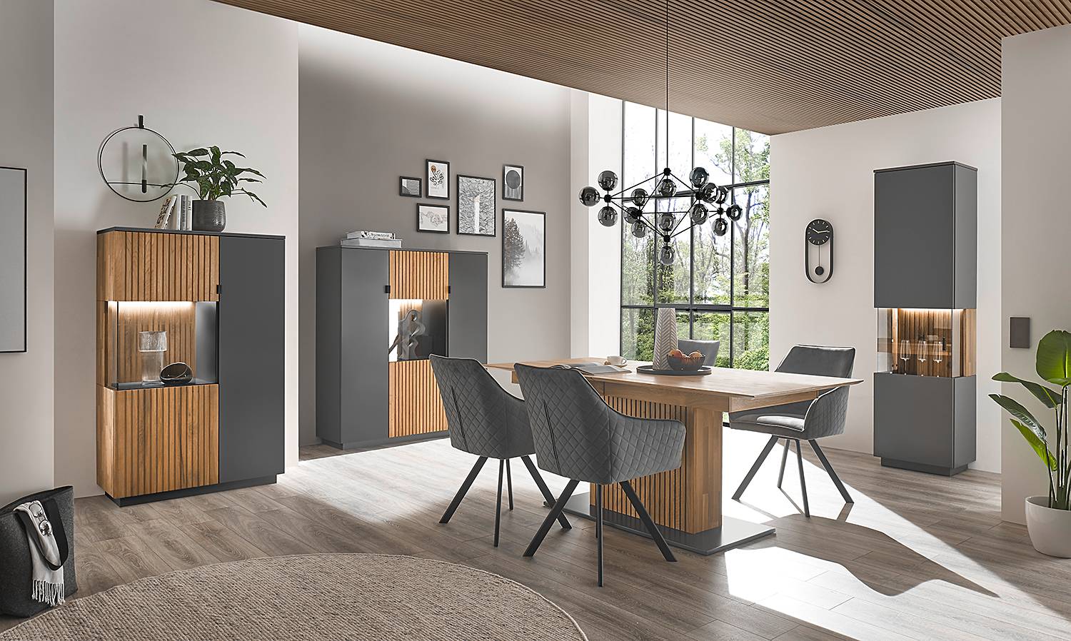 home24 Highboard - 92 cm 92 x 152 x 40cm Glastür links Braun/Grau/Grau home24 Highboard - 92 cm 92 x 152 x 40cm Glastür links Braun/Grau/Grau von home24