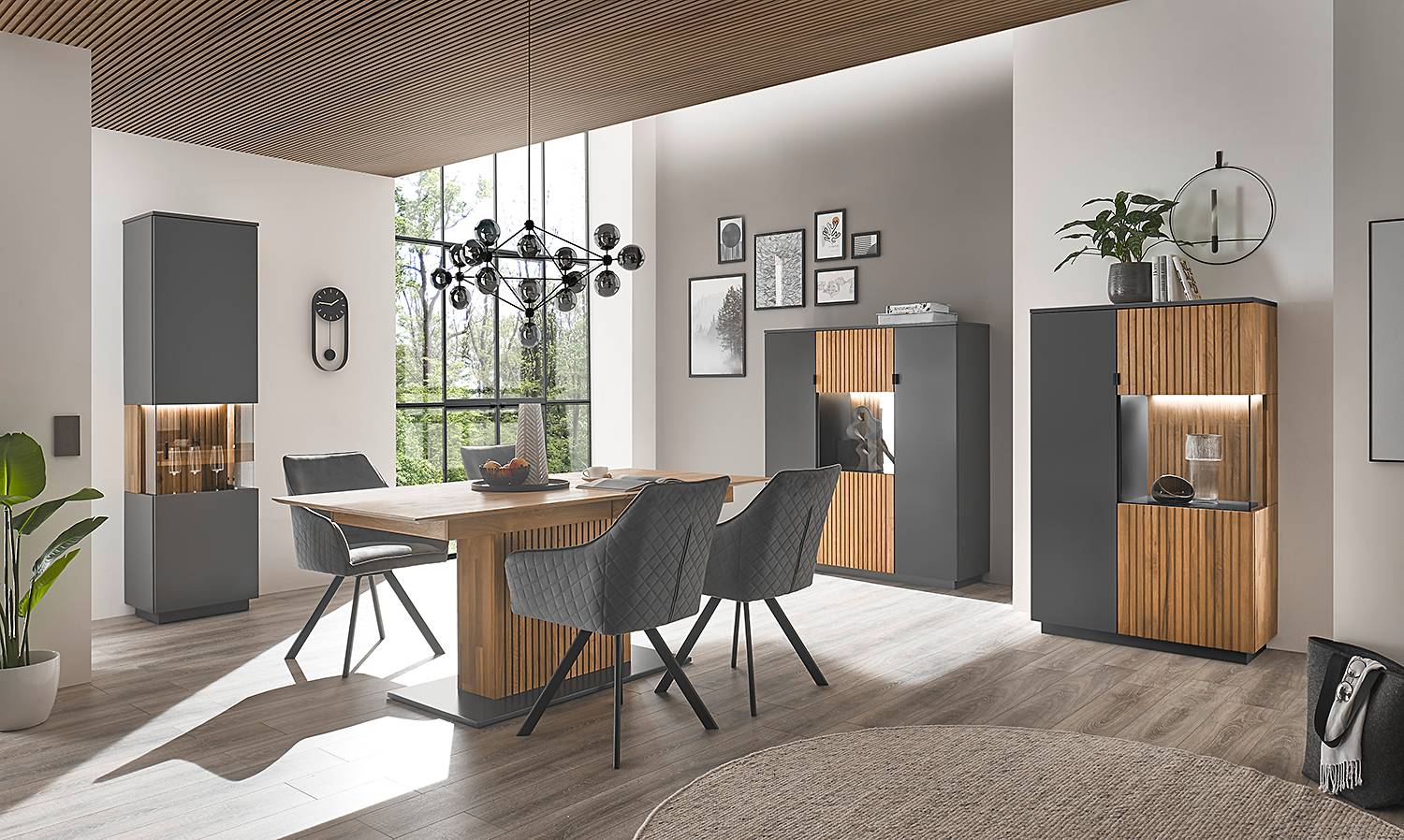home24 Highboard - 92 cm 92 x 152 x 40cm Glastür rechts Braun/Grau/Grau home24 Highboard - 92 cm 92 x 152 x 40cm Glastür rechts Braun/Grau/Grau von home24