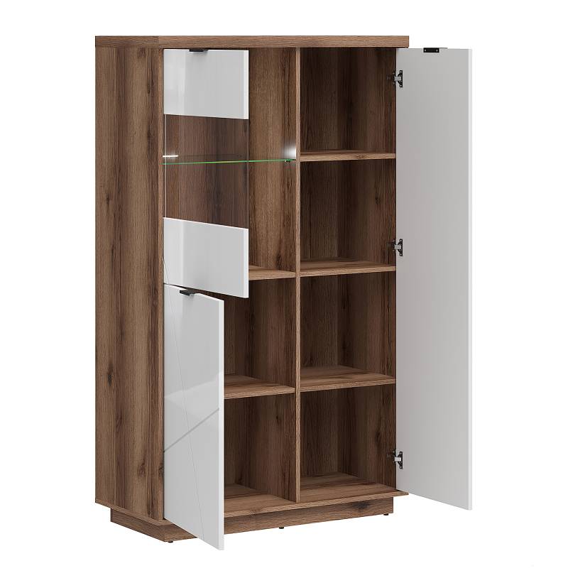 home24 Highboard 94 x 157 x 42cm Braun/Eiche Dunkel Dekor/Hochglanz Weiß home24 Highboard 94 x 157 x 42cm Braun/Eiche Dunkel Dekor/Hochglanz Weiß von home24
