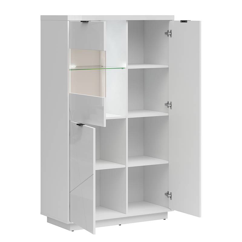 home24 Highboard 94 x 157 x 42cm Weiß/Hochglanz Weiß von home24