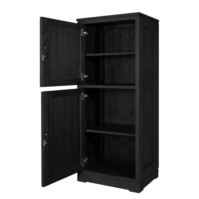 home24 Highboard Geriffelt 59 x 142 x 46cm Türanschlag links Schwarz/Schwarz von home24