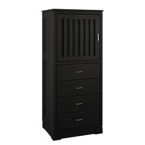 home24 Highboard Geriffelt 59 x 142 x 46cm Türanschlag links Schwarz/Schwarz von home24