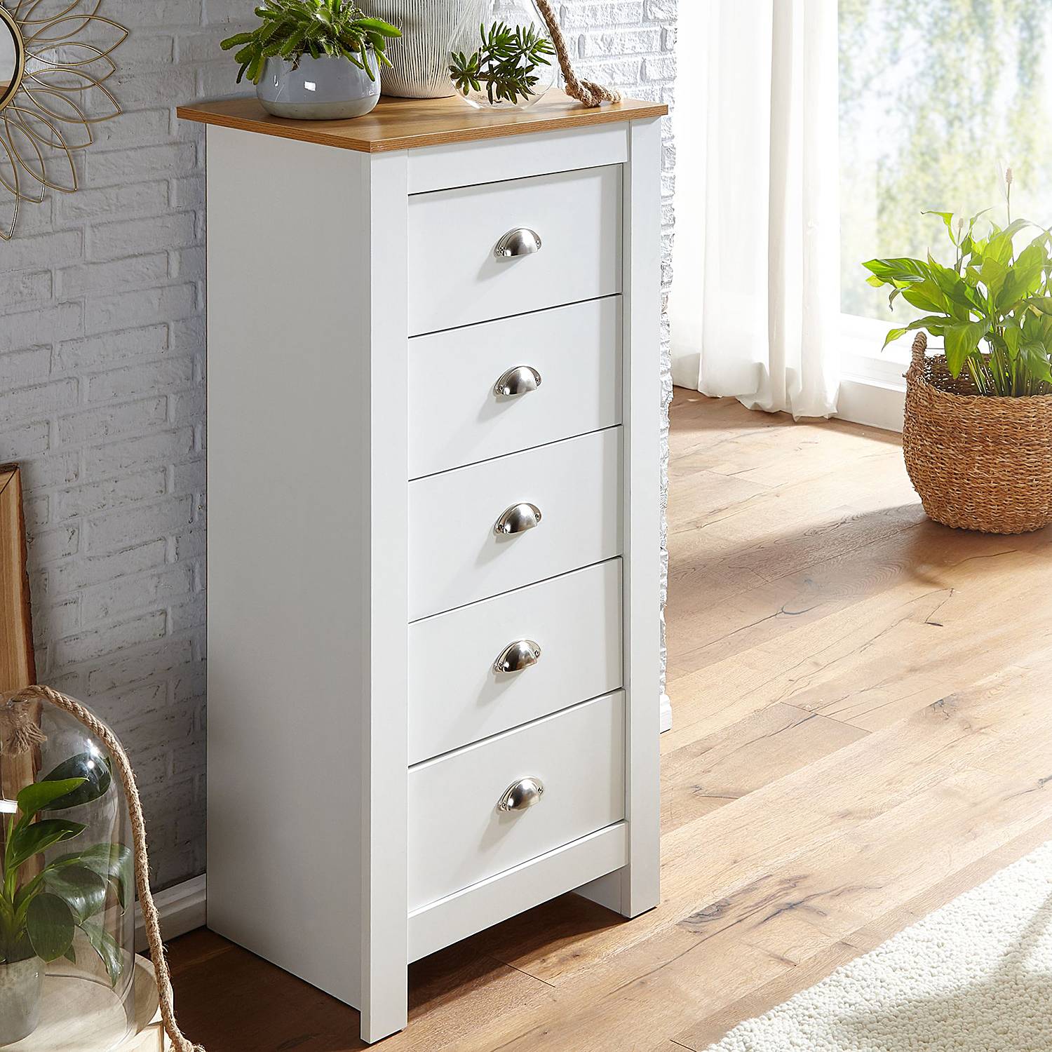 home24 Highboard Pavon 53 x 114 x 39cm Weiß von home24
