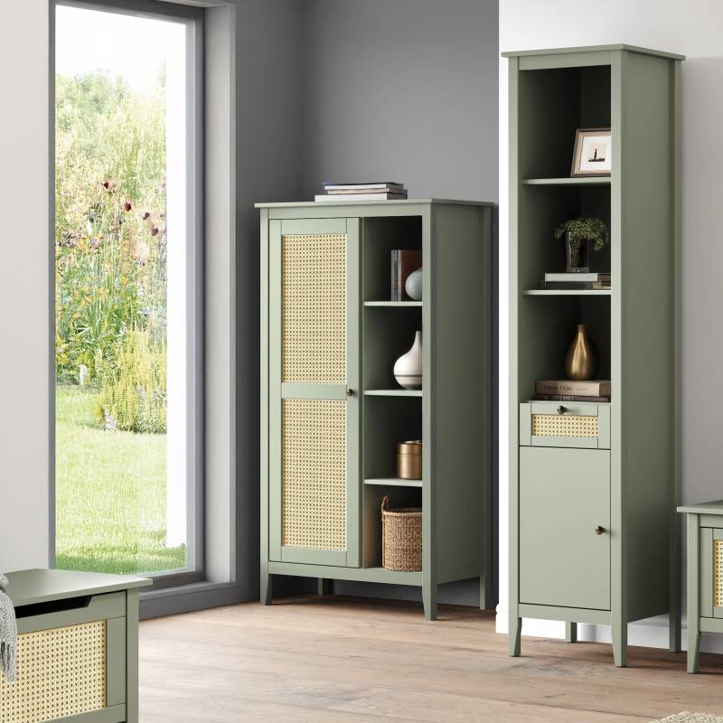 home24 Highboard mit offenen Fächern 85 x 156 x 40cm Grün von home24