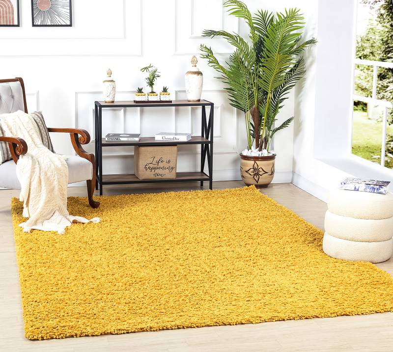 home24 Hochflorteppich Boracay 160 x 220cm Gelb/Gelb von home24