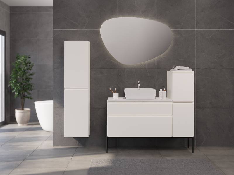 home24 Hochschrank 35 x 150 x 33cm Weiß/Matt Weiß von home24