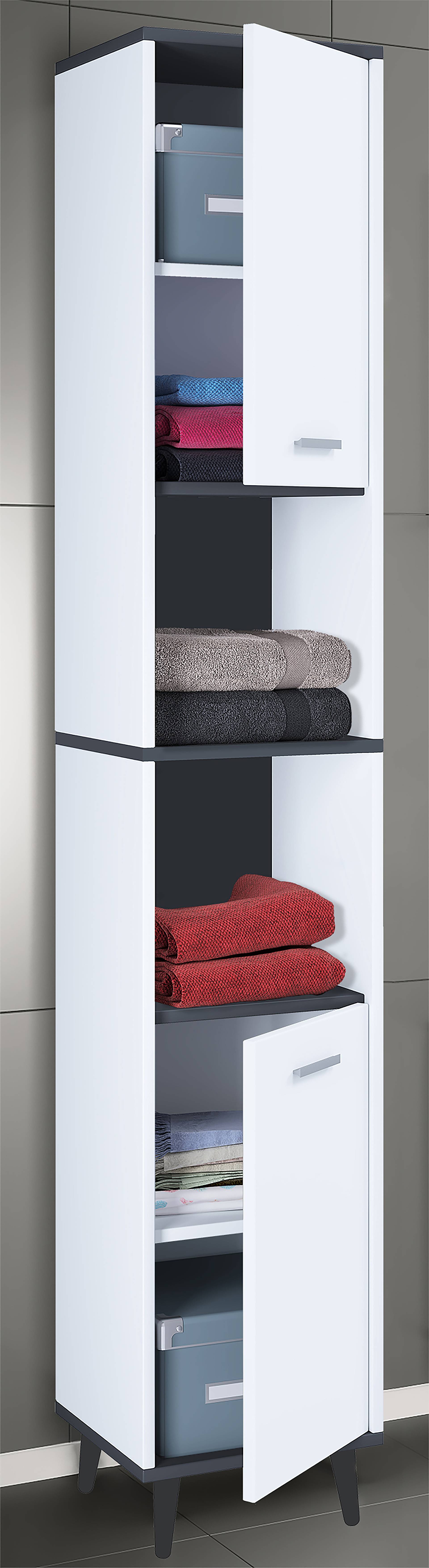 home24 Hochschrank Landos 32 x 184 x 28cm Weiß/Weiß/Anthrazit home24 Hochschrank Landos 32 x 184 x 28cm Weiß/Weiß/Anthrazit von home24