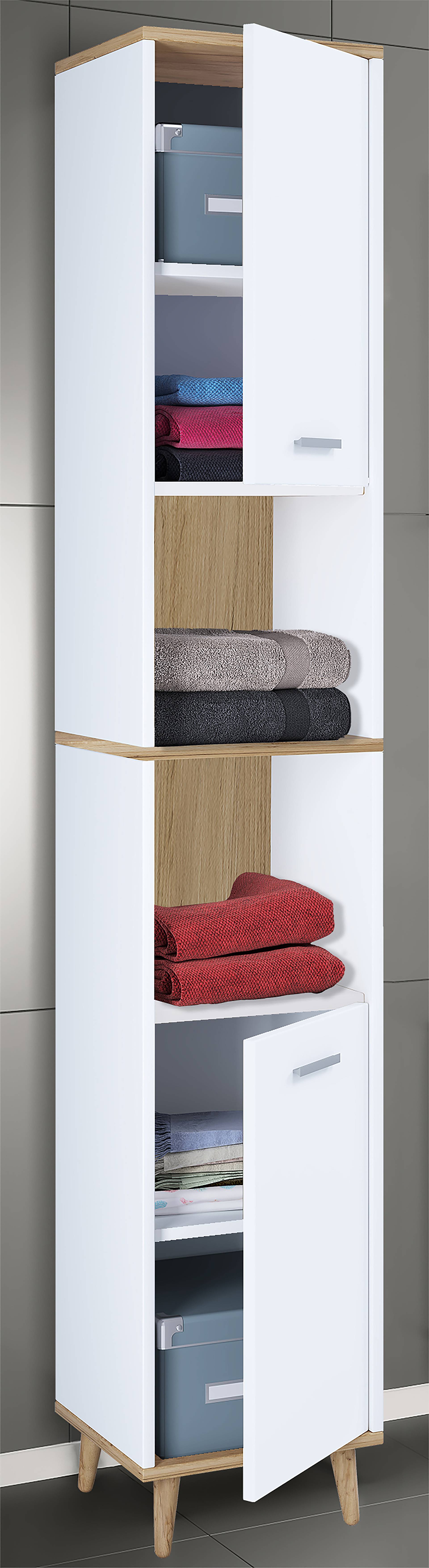 home24 Hochschrank Landos 32 x 184 x 28cm Weiß/Weiß/Eiche Dekor home24 Hochschrank Landos 32 x 184 x 28cm Weiß/Weiß/Eiche Dekor von home24