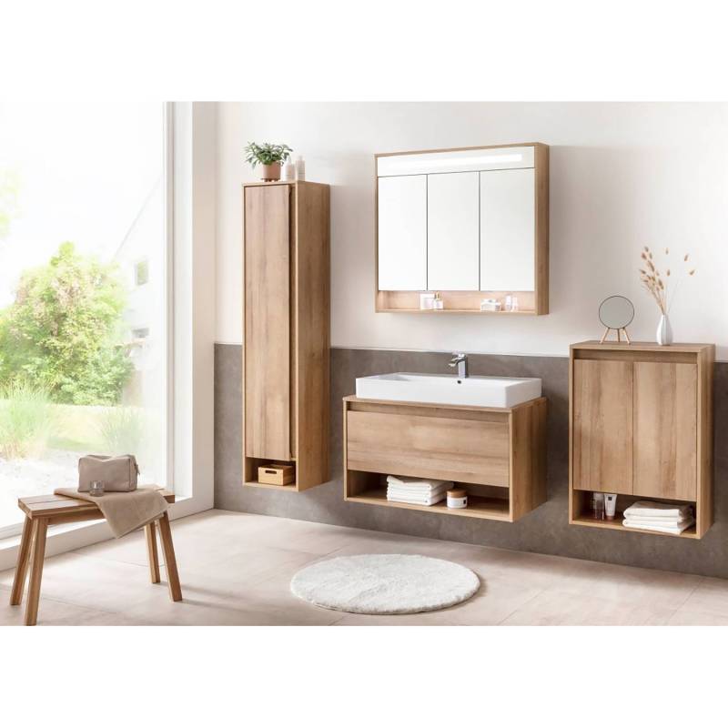 home24 Hochschrank Natura 38 x 167 x 32cm Türanschlag links Braun von home24