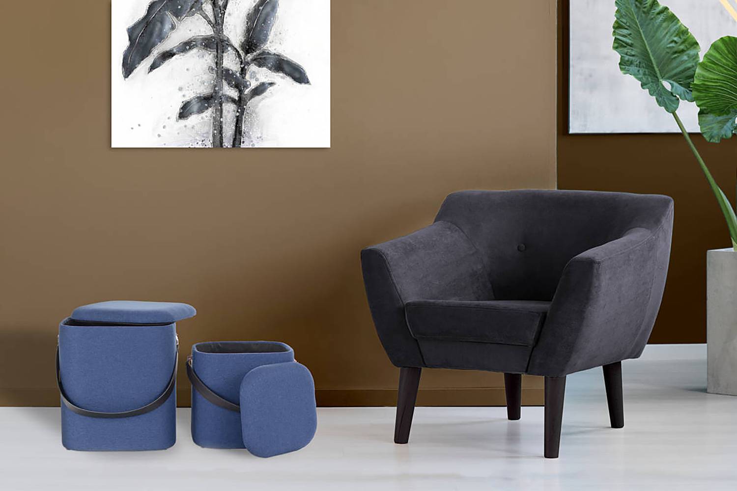 home24 Hocker Arabella 2er-Set 30 x 36 x 30cm Multicolor/Blau/Schwarz home24 Hocker Arabella 2er-Set 30 x 36 x 30cm Multicolor/Blau/Schwarz von home24