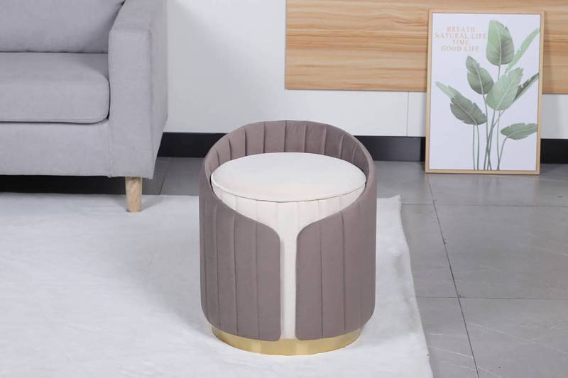 home24 Hocker Corvin 40 x 45 x 40cm Multicolor/Creme/Taupe von home24