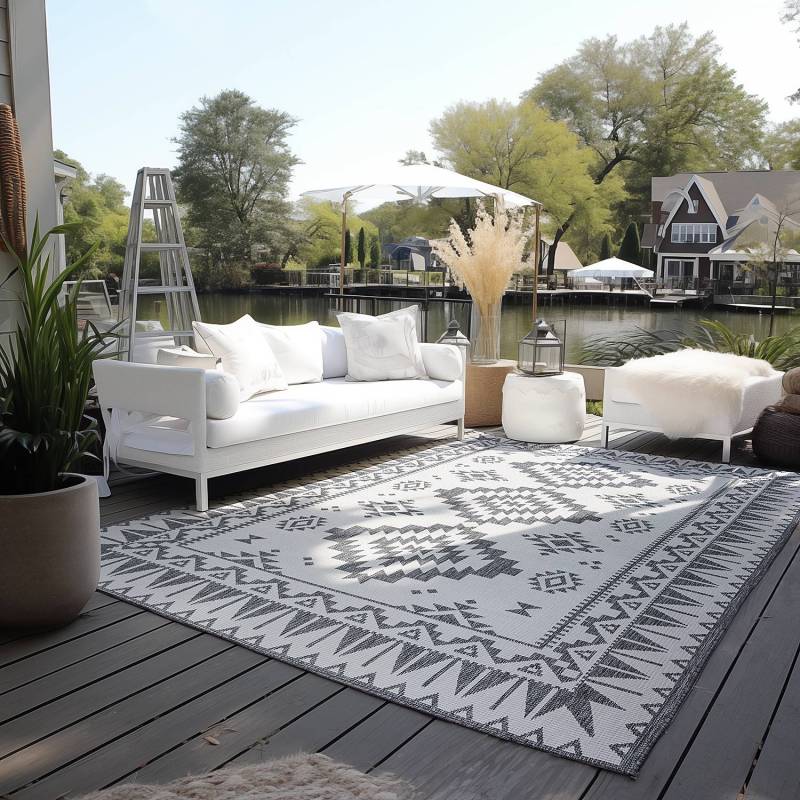 home24 In-/Outdoorteppich Dynamic Silber/Silber Polypropylen 200 x 290cm von home24