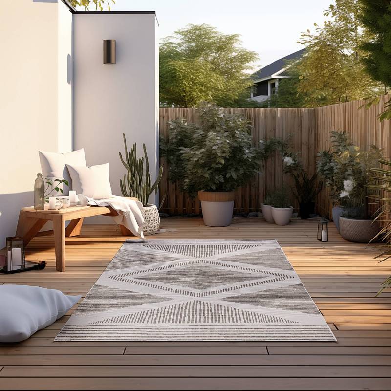 home24 In-/Outdoorteppich Rhombus Beige/Beige Polypropylen 200 x 290cm von home24