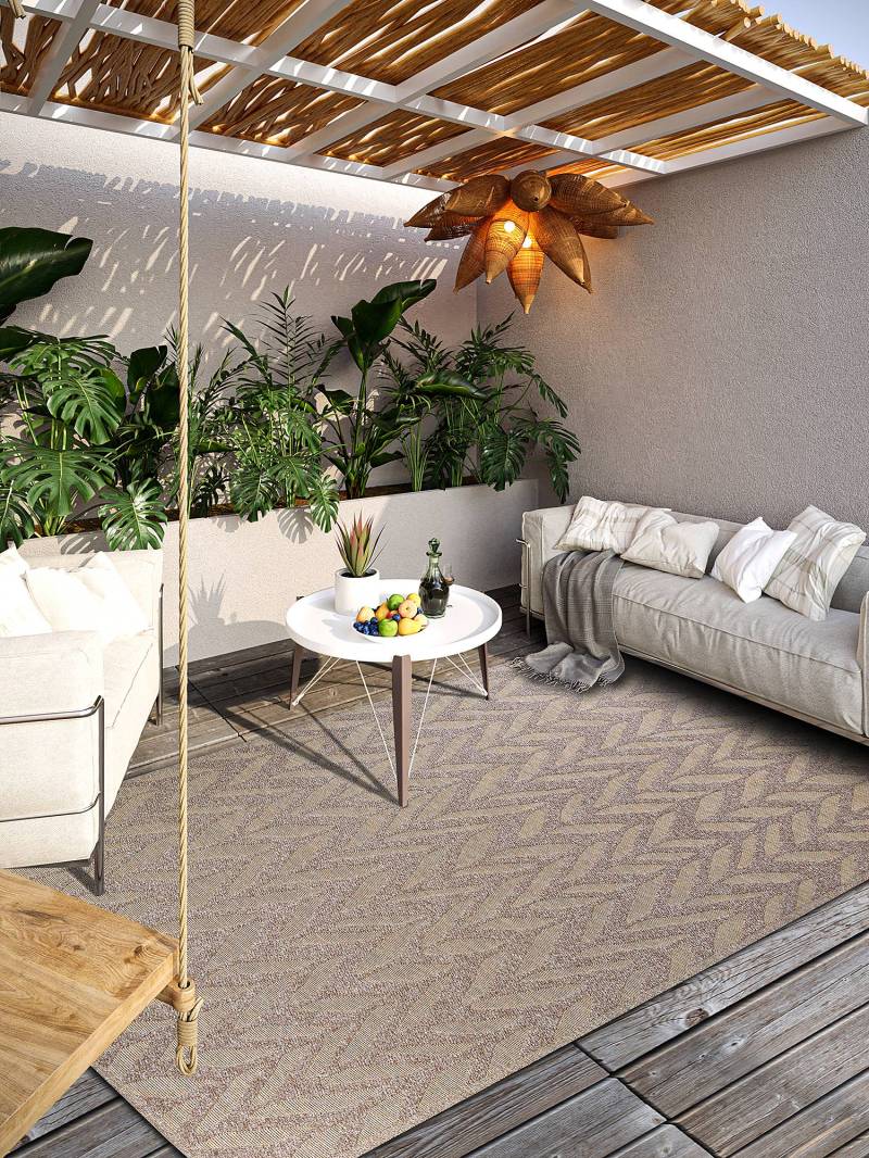 home24 In- & Outdoorteppich Georgette Beige/Beige Recyceltes Polyester 200 x 290cm von home24