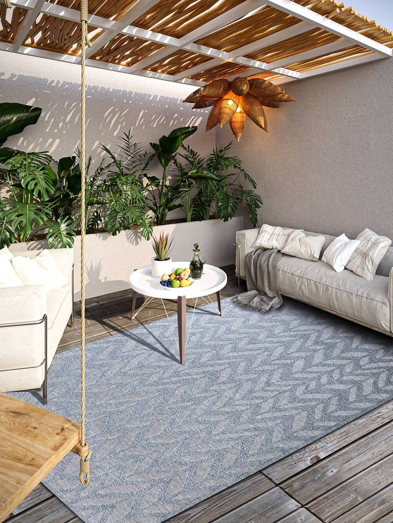 home24 In- & Outdoorteppich Georgette Grau/Grau Recyceltes Polyester 160 x 230cm von home24