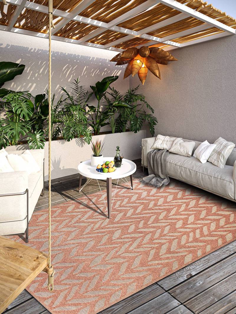 home24 In- & Outdoorteppich Georgette Kupfer/Kupfer Recyceltes Polyester 160 x 230cm von home24