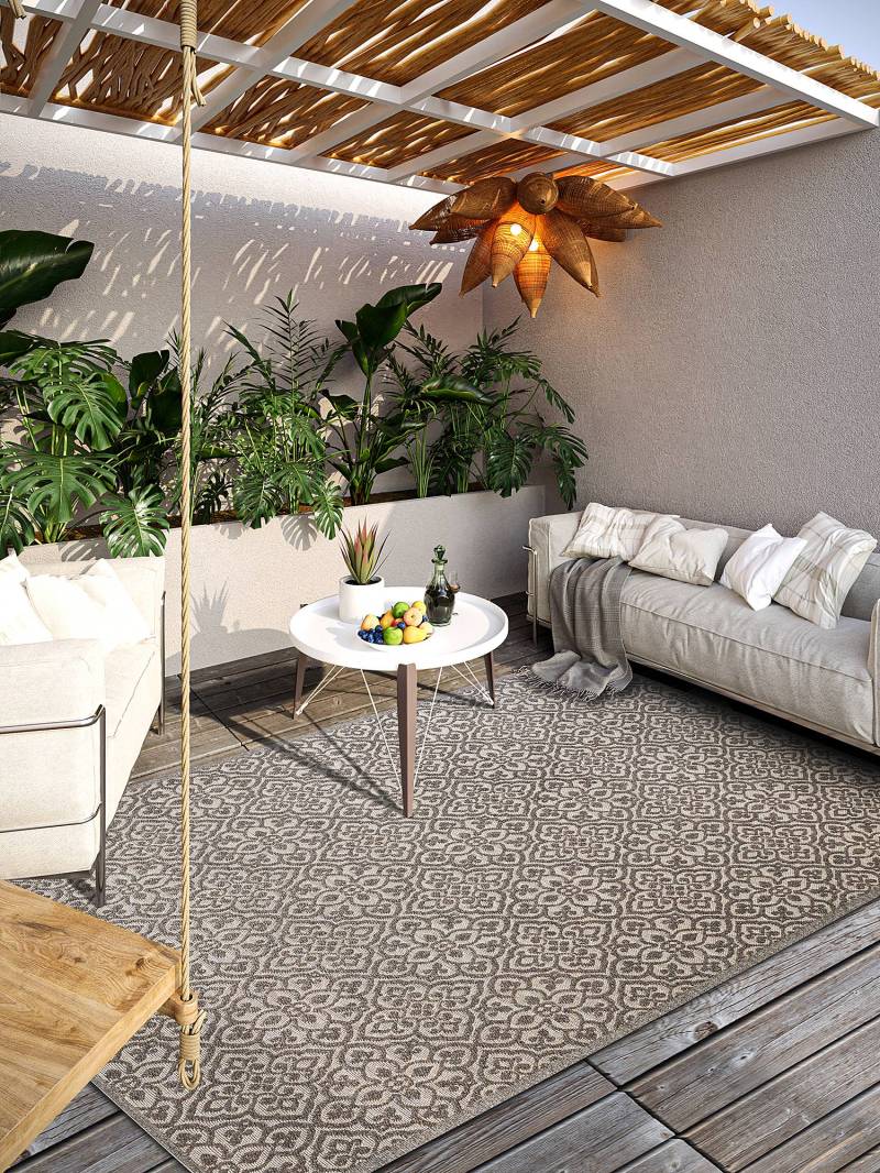 home24 In- & Outdoorteppich Julie Beige/Braun Recyceltes Polyester 200 x 290cm von home24