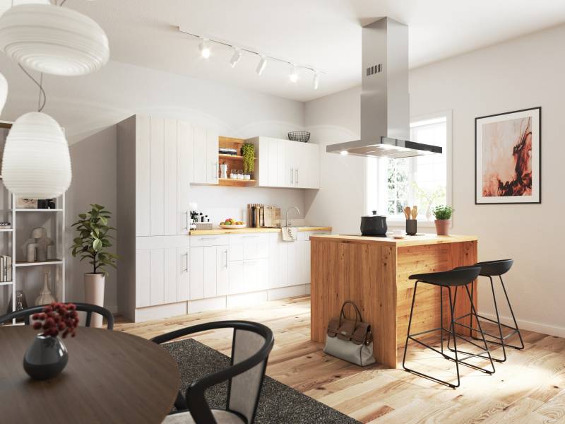 home24 Inselküche Anton Variante B 280cm Weiß von home24