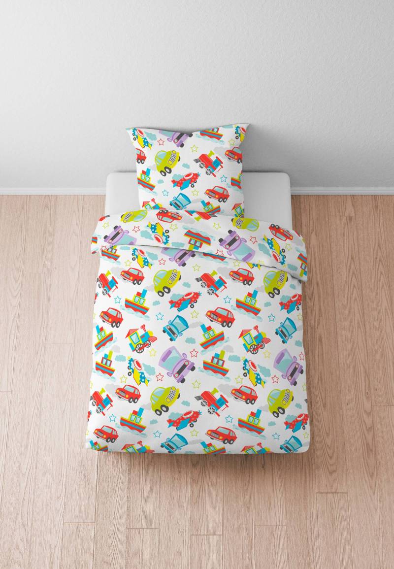 home24 Kinder Linon-Bettwäsche Patoo 135 x 200 cm + Kissen 80 x 80 cm Multicolor/Multicolor von home24