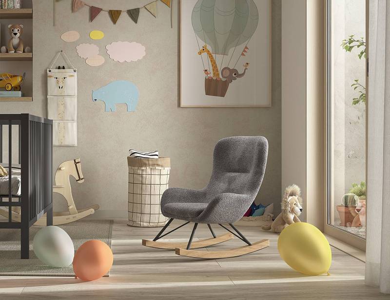 home24 Kinder-Schaukelstuhl Rocky 55 x 69 x 65cm Grau/Anthrazit von home24