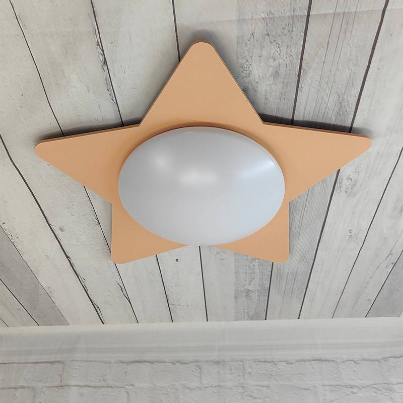 home24 Kinderzimmerleuchte Livane Orange/Orange Kunststoffart: Polycarbonat Material: Holzwerkstoff, Kunststoff Oberfläche Holz: Lackiert 53 x 10 x von home24