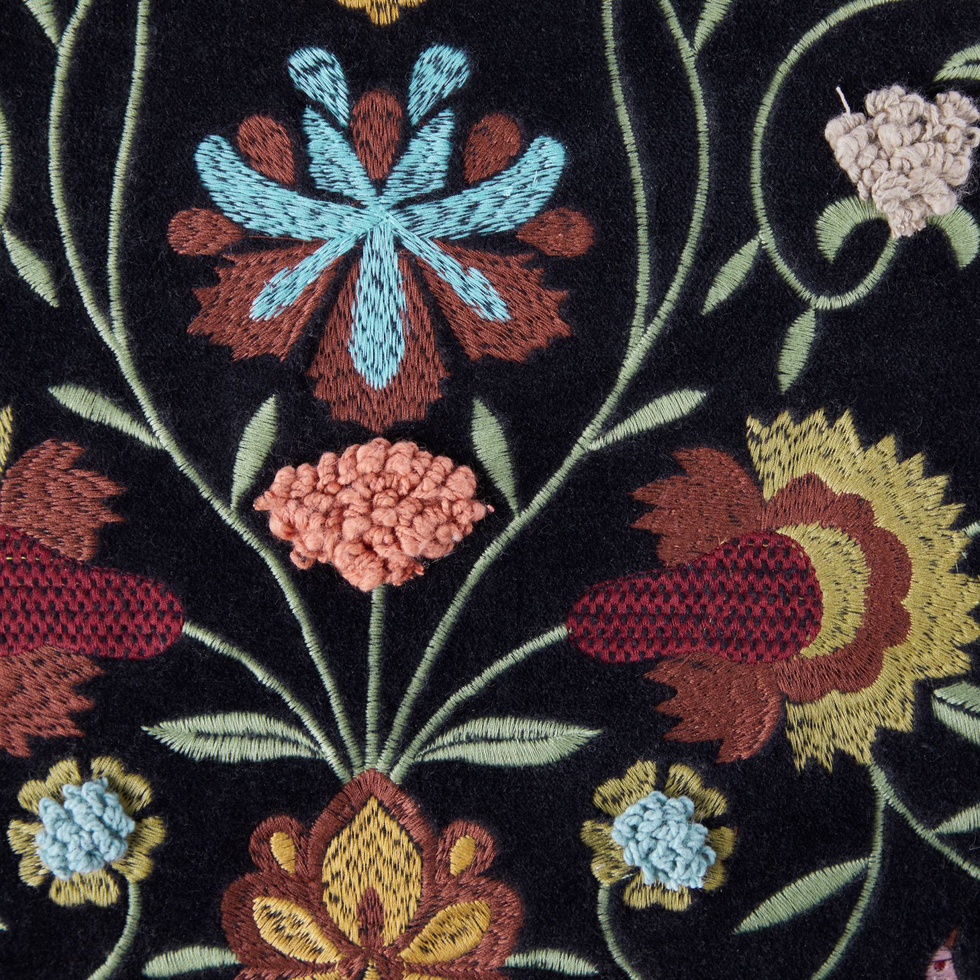 home24 Kissen Schwarz/Schwarz 50 x 2 x 50cm Polyester/Baumwollstoff von home24