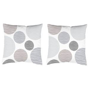 home24 Kissenbezug Borden 2er-Set Grau/Grau 50 x 50cm Webstoff von home24