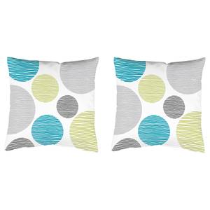 home24 Kissenbezug Borden 2er-Set Grün/Türkis 50 x 50cm Webstoff von home24