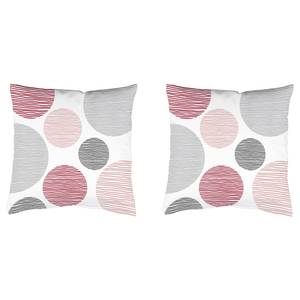 home24 Kissenbezug Borden 2er-Set Rot/Rosé 50 x 50cm Webstoff von home24