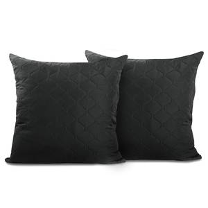 home24 Kissenbezug Daxel 2er-Set Schwarz/Schwarz 40 x 40cm Microfaser von home24