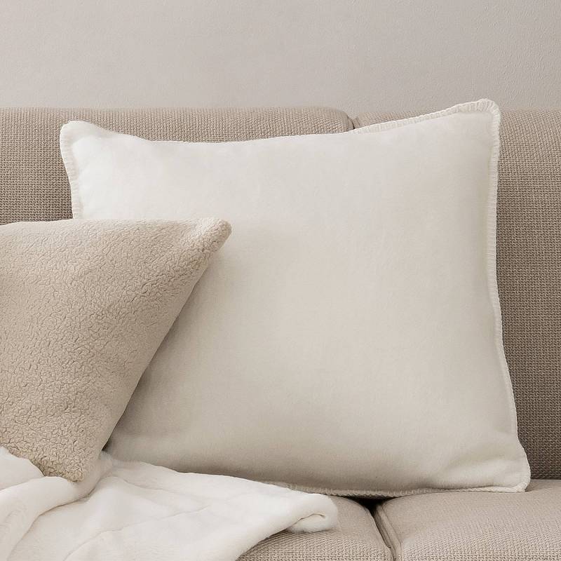 home24 Kissenhülle Twiin Weiß/Weiß 50 x 50cm Mischgewebe von home24