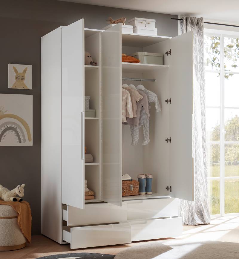 home24 Kleiderschrank Tibalda 126 x 208 x 57cm Weiß von home24