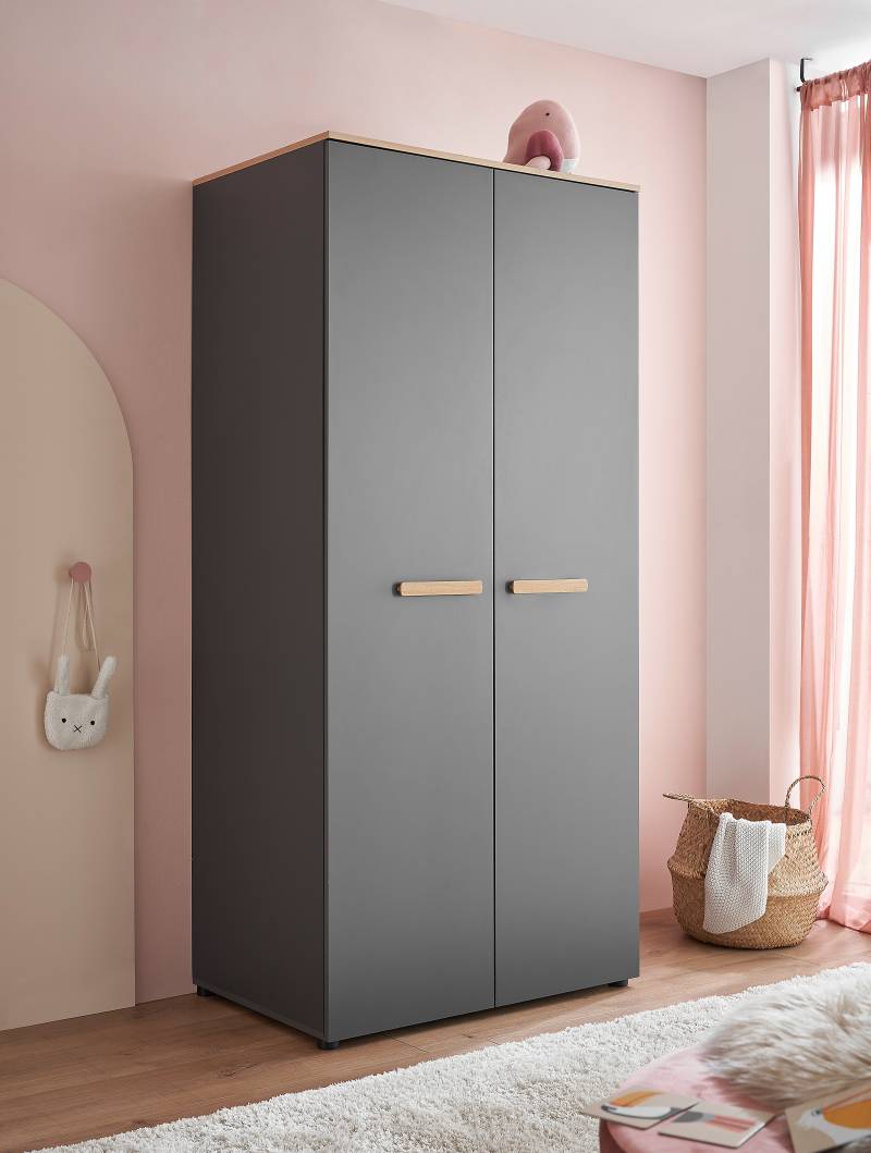 home24 Kleiderschrank Zanotto 91cm Grau/Graphit von home24