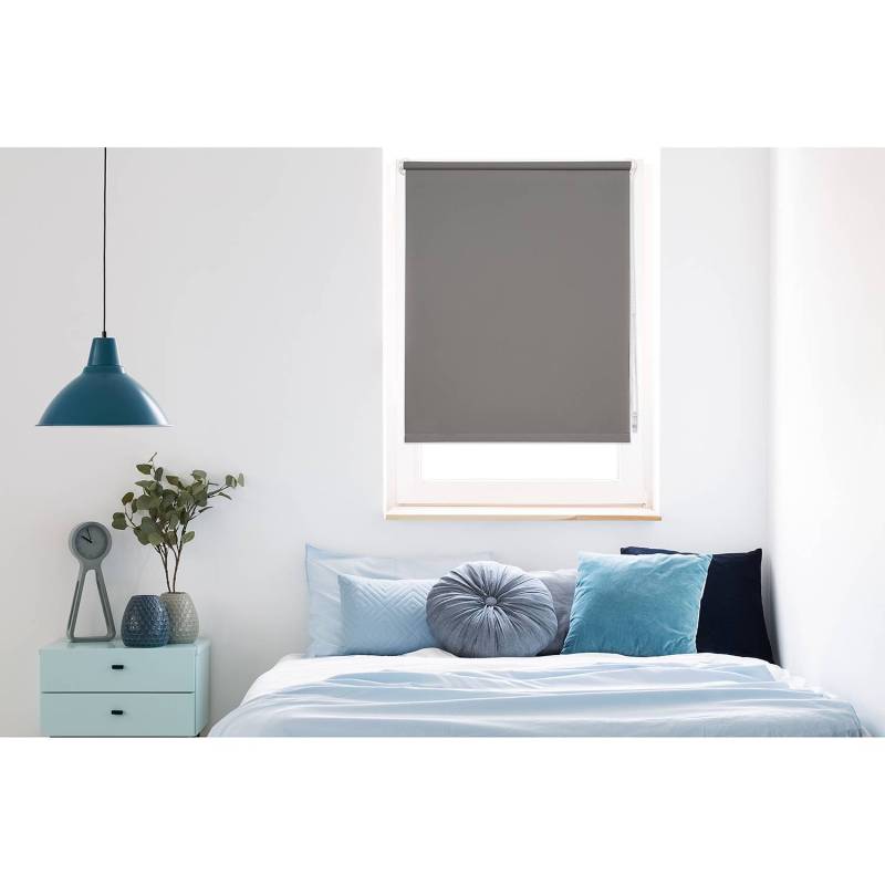 home24 Klemmfix Thermo-Rollo Win Verdunkelnd 90 x 210cm Grau/Grau von home24