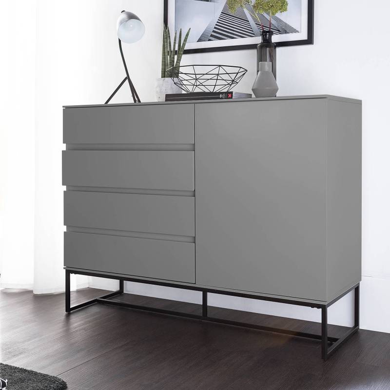 home24 Kommode 115 x 86 x 40cm Grau/Dunkelgrau von home24