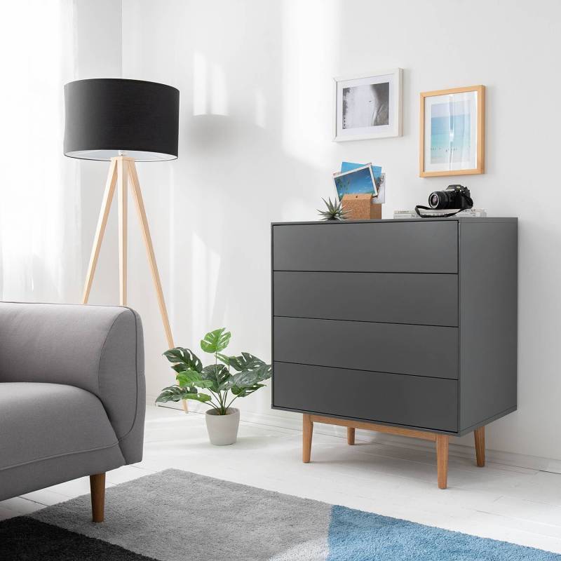 home24 Kommode 80 x 90 x 45cm Grau/Grau von home24