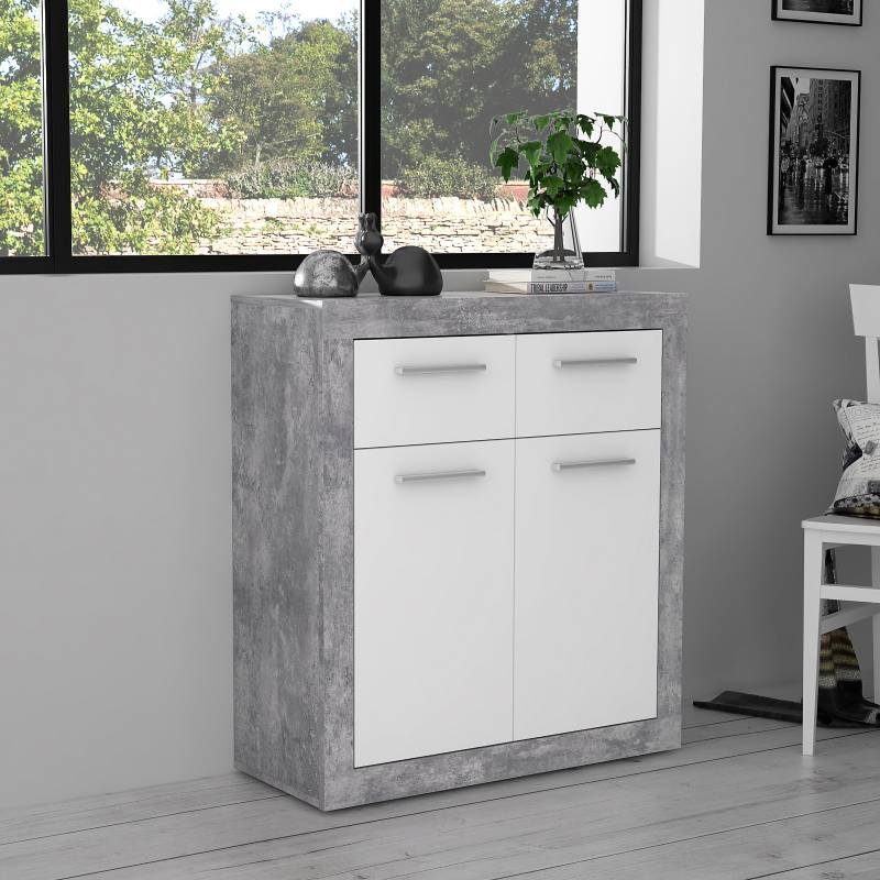 home24 Kommode 83cm Grau/Weiß/Beton Dekor von home24