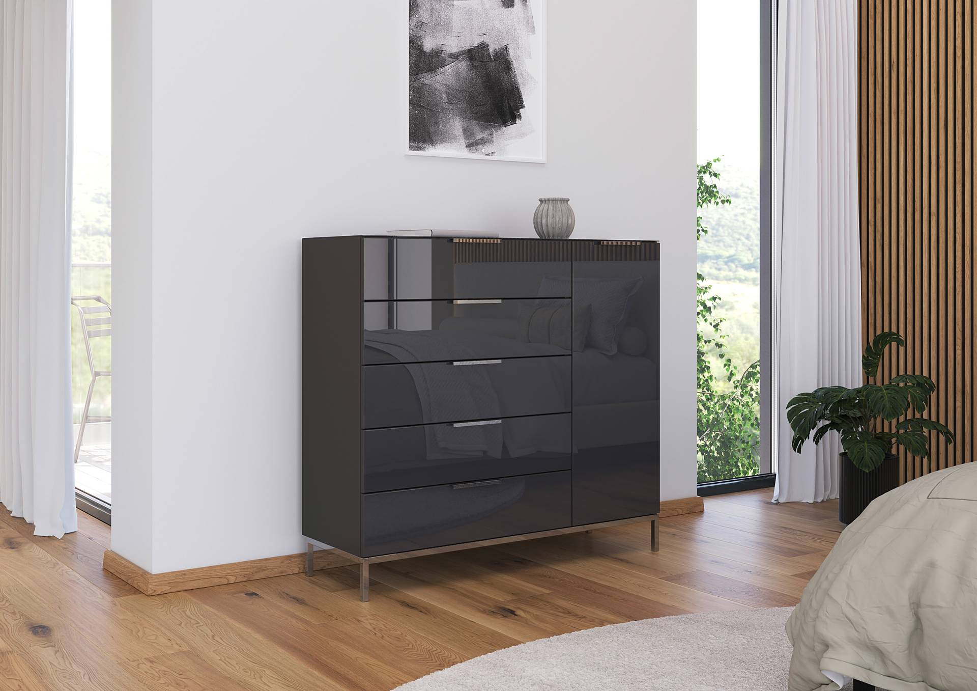 home24 Kommode Glas mit Gestell & 1 Tür 120 x 110 x 42cm Schwarz/Grau/Chrom home24 Kommode Glas mit Gestell & 1 Tür 120 x 110 x 42cm Schwarz/Grau/Chrom von home24