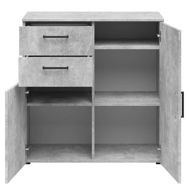 home24 Kommode Hick 80 cm mit 2 Türen 40cm Grau/Beton Dekor von home24