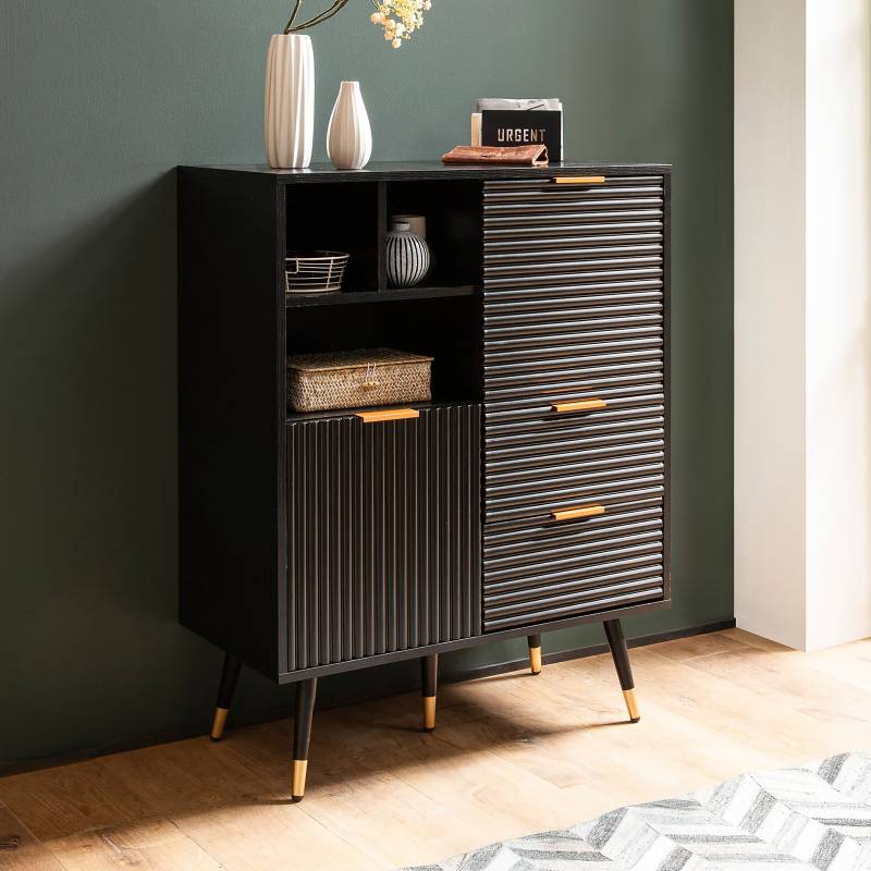home24 Kommode Lowney 77 x 97 x 40cm Schwarz von home24